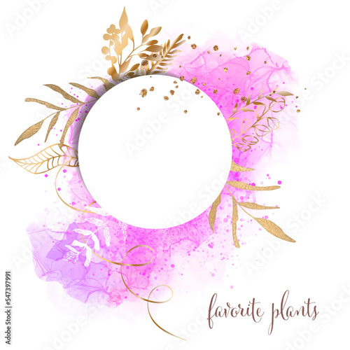 Create your own style with decorative plants. Botanical, chic and trendy. Watercolor background. Hand drawn lines, elegant leaves. Flower branch and minimalistic modern plants.