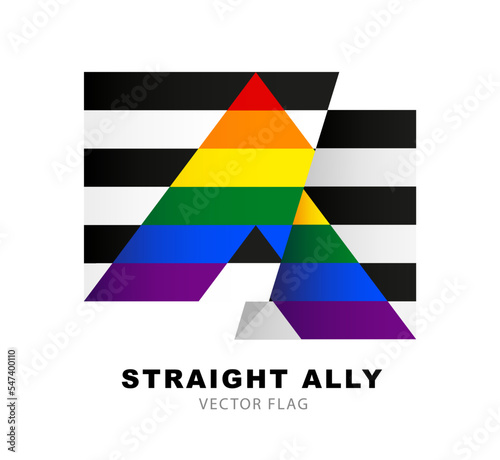 Flag of a straight ally. Gender equality. A colorful logo of one of the LGBT flags. Sexual identification. Vector illustration