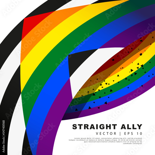 The LGBT flag and the flag of the straight ally. Gender equality. Sexual identification. Vector illustration