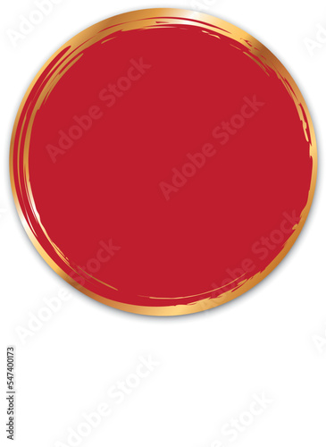 vector illustration of red colored circle banner with gol brush frame 