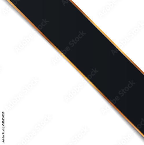 vector illustration of black corner ribbon banner with gold colored frame
