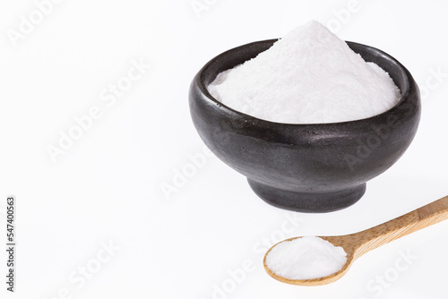 Baking soda - Sodium Bicarbonate Top View; Photo On White Background