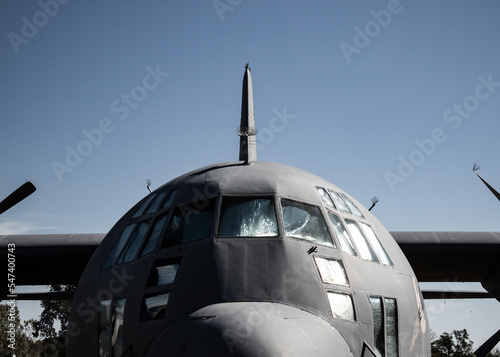 Принти на полотні Air force AC-130 Hercules airplane from the front nose with sky in the backgroun