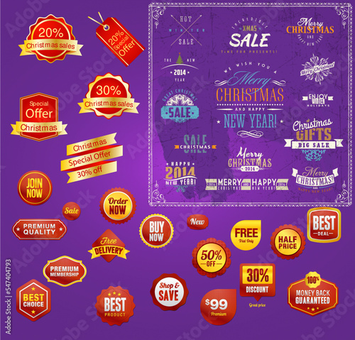 Christmas sale labels elements vector COLLECTION