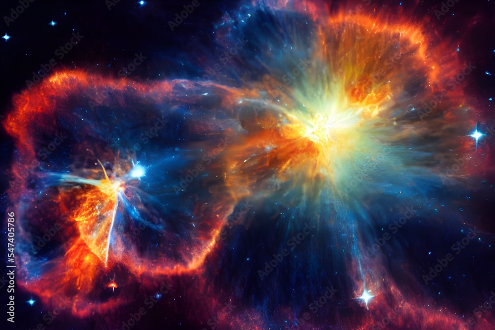 A massive supernova explodes in space.	
