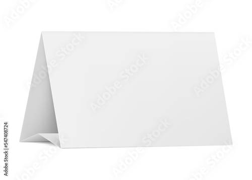 Blank white paper table card. Vector illustration.