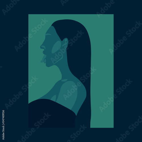 
Vector image of a girl in blue colors. Erotic look. Without censorship.