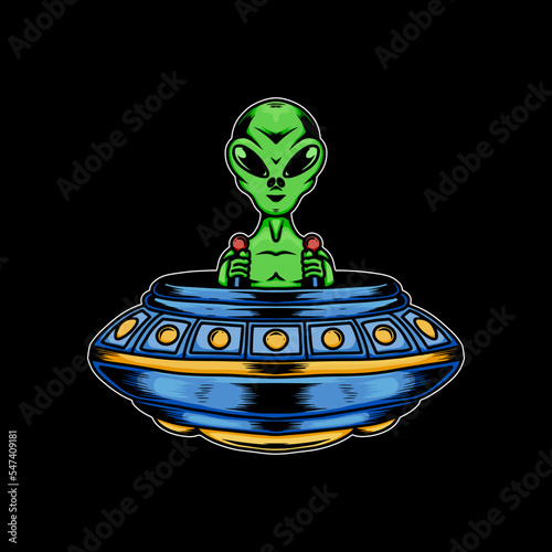 alin on the ufo illustration photo