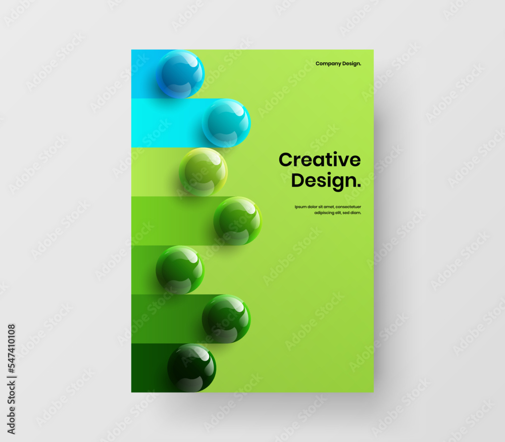 Simple 3D spheres cover template. Geometric front page A4 vector design layout. Simple 3D spheres cover template. Geometric front page A4 vector design layout.