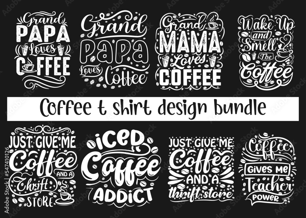 Coffee typography creative t shirt design bundkle 