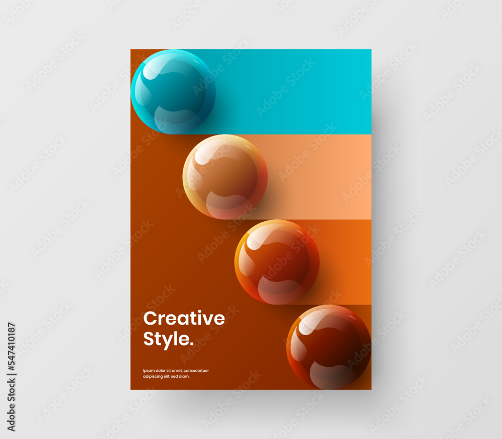 Isolated brochure design vector concept. Trendy 3D spheres annual report template. Isolated brochure design vector concept. Trendy 3D spheres annual report template.