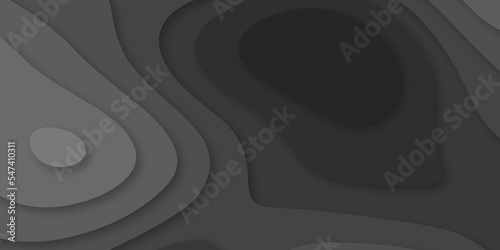 Geometric papercut black luxury background and elements, topography map concept. Abstract paper cut layered black posters. Fluid shapes brochure template. For banner, identity card, cover.