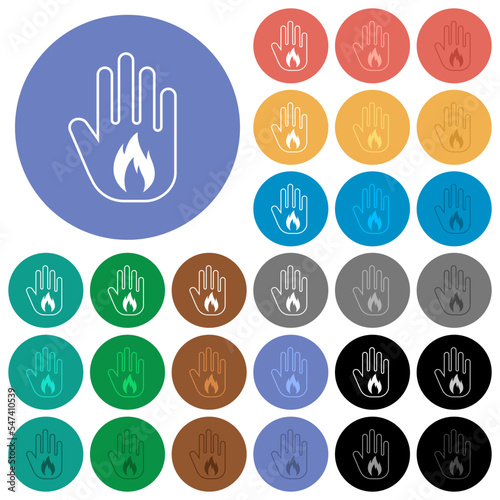 Hand shaped natural gas sanction sign outline round flat multi colored icons