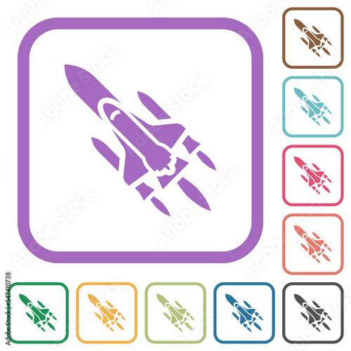 Space shuttle with launchers simple icons
