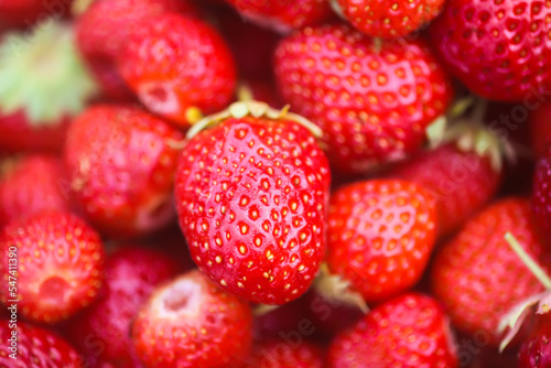 Red ripe strawberries. Fresh organic berries for healthy eating.