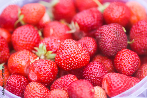 Red ripe strawberries. Fresh organic berries for healthy eating.