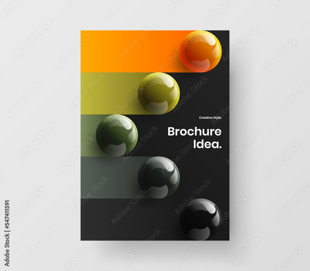 Simple 3D spheres flyer illustration. Abstract catalog cover design vector layout. Simple 3D spheres flyer illustration. Abstract catalog cover design vector layout.