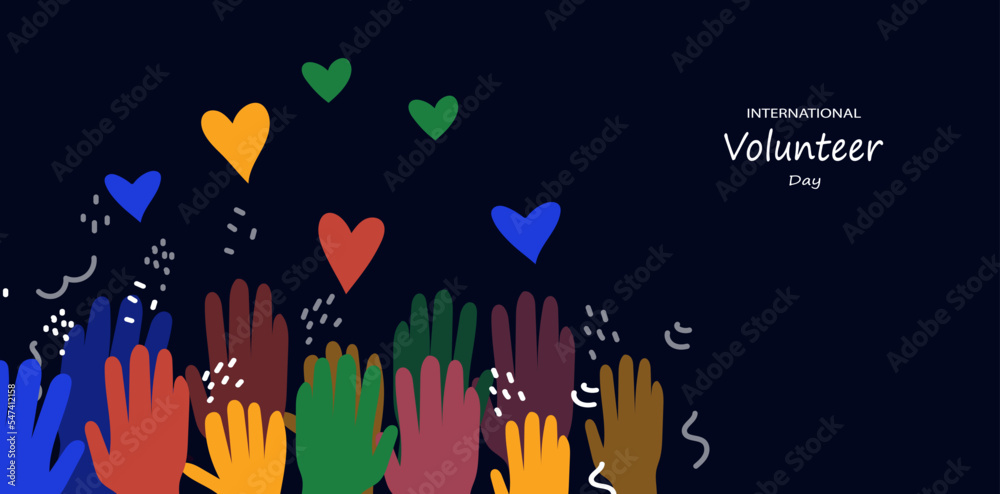 International volunteer day awareness. Continuous line palms hold hearts.Vector doodle illustration for banner, poster social media. International volunteer day awareness. Continuous line palms hold hearts.Vector doodle illustration for banner, poster social media.