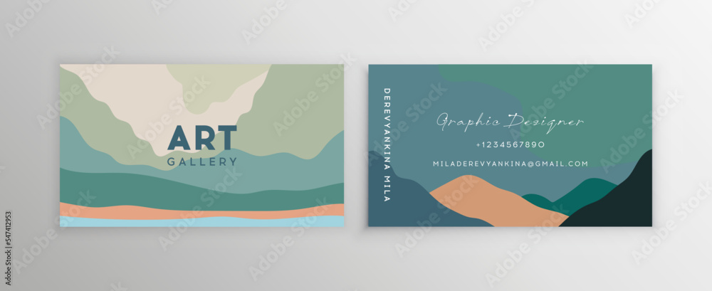 Clean and simple modern business card. Set of abstract backgrounds.