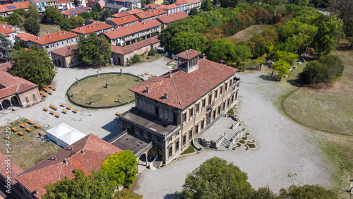 aerial view of villa Bagatti Valsecchi in the city of Varedo	