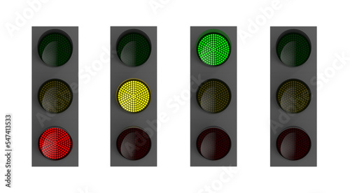 traffic light on white background. Isolated 3D illustration