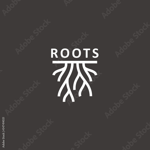 Print op canvas Abstract tree logo design, root logo design inspiration isolated on white backgr