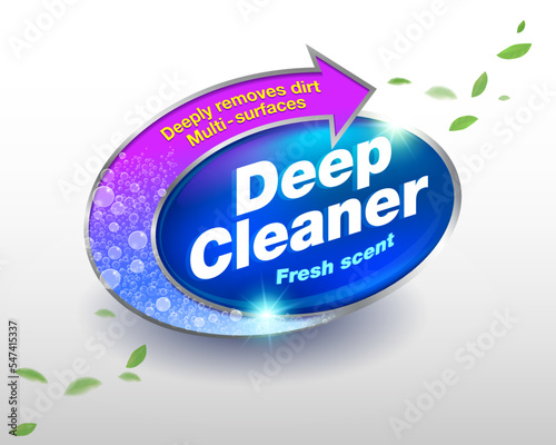 Deep clean logo Used to products to clean dirt, stains and kill germs. Fresh scent without irritating the skin. EPS file.