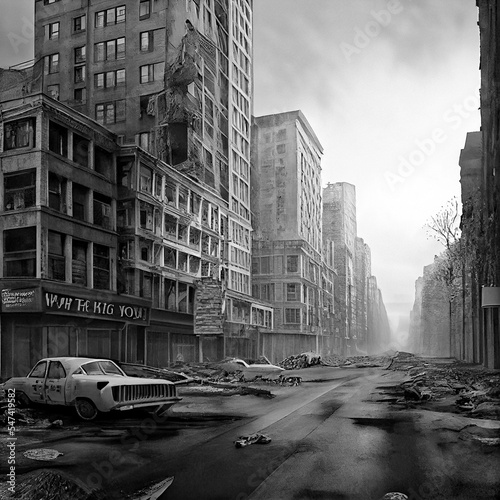 Midjourney abstract render of a dystopian city © Schneestarre