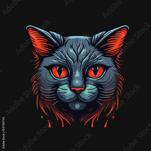 Cartoon Style of Cat Vector Logo Illustration Mascot © Vibrands Studio
