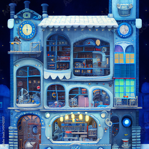 Christmas Toy Factory, whimsical art style, digital art, illustration 