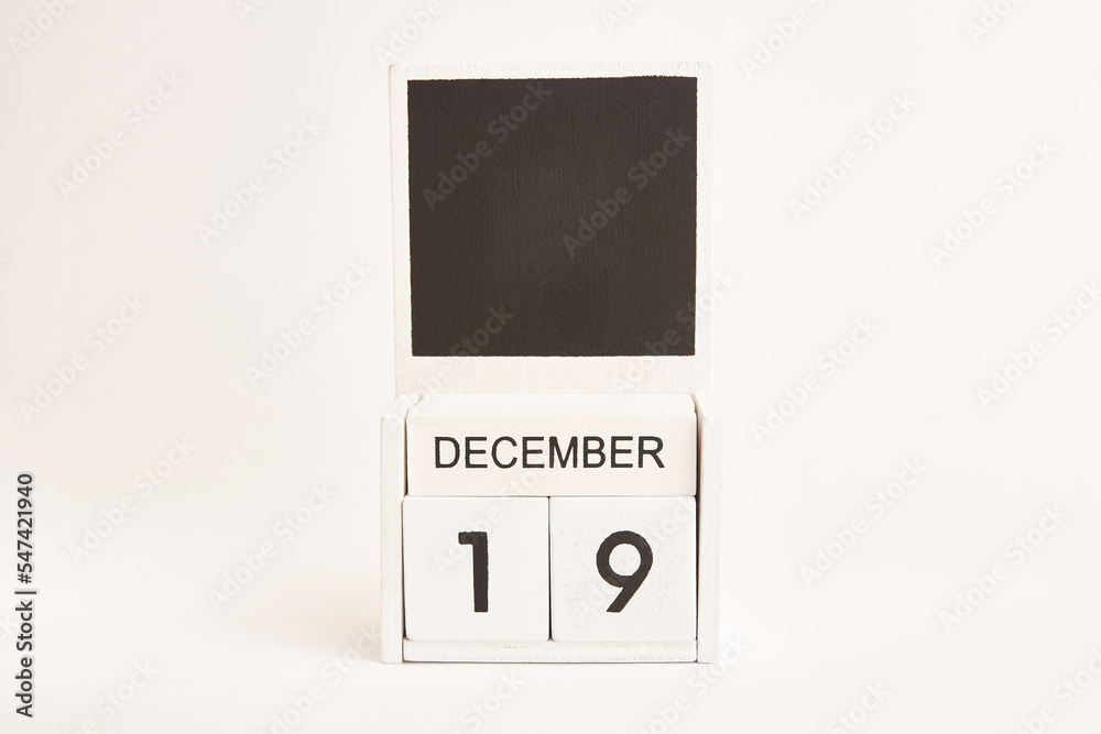 Calendar with the date December 19 and a place for designers. Illustration for an event of a certain date. Calendar with the date December 19 and a place for designers. Illustration for an event of a certain date.