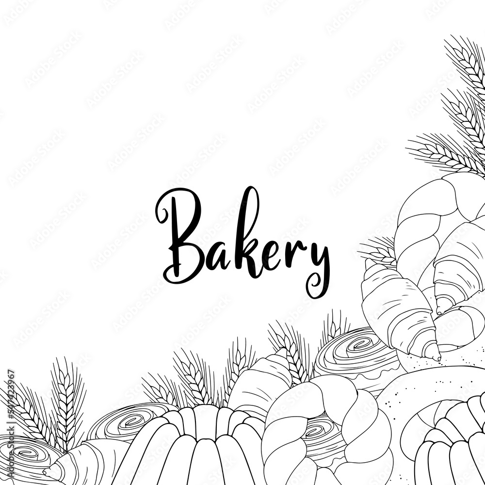 Banner. Set Butter pastry. Confectionery. Bun for breakfast. Loaf. Bakery. Vector illustration on a white background. Banner. Set Butter pastry. Confectionery. Bun for breakfast. Loaf. Bakery. Vector illustration on a white background.