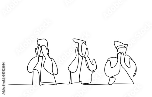 blind deaf dumb three people standing side by side showing with their hands