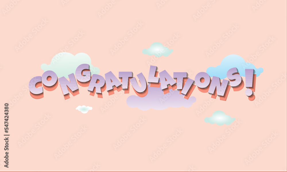 Congratulations - Typography, Lettering,paper cut, vector for greeting Congratulations - Typography, Lettering,paper cut, vector for greeting