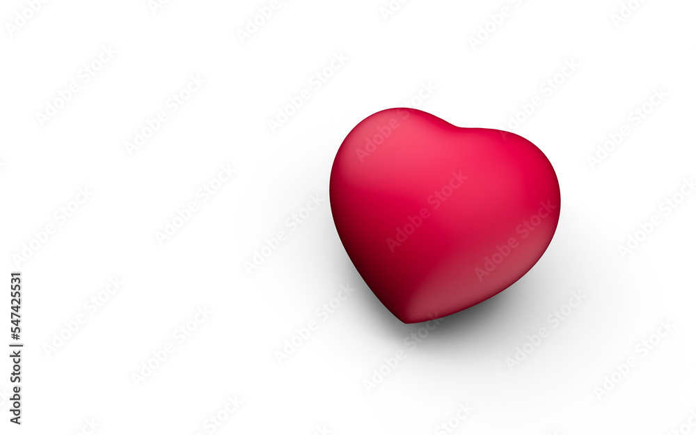 Red heart shape isolated on white 3d illustration Red heart shape isolated on white 3d illustration