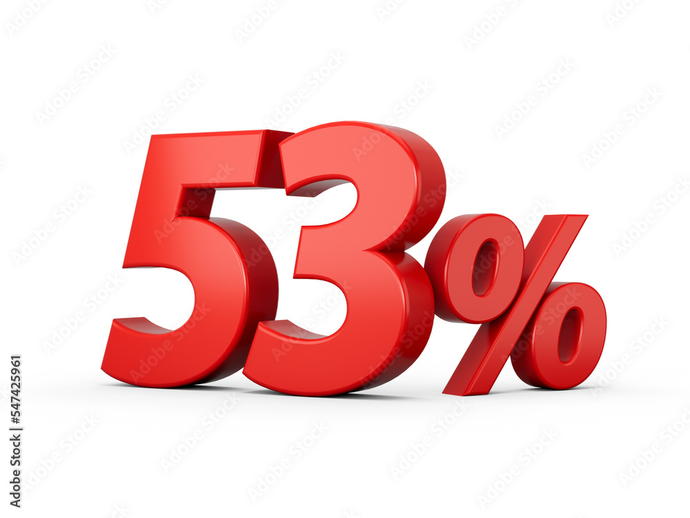 3d Red 53% Fifty three Percent Sign on White Background 3d illustration 3d Red 53% Fifty three Percent Sign on White Background 3d illustration