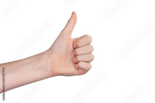 A hand showing thumbs up, isolated, transparent background
