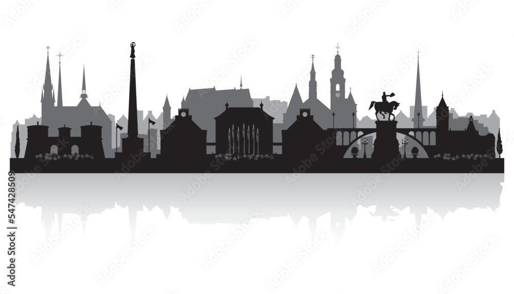 Luxembourg city skyline silhouette