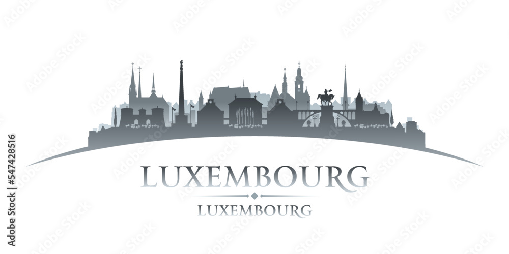 Luxembourg city silhouette white background