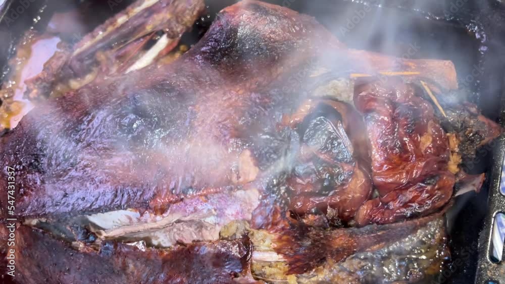 Cooked goose that makes smoke