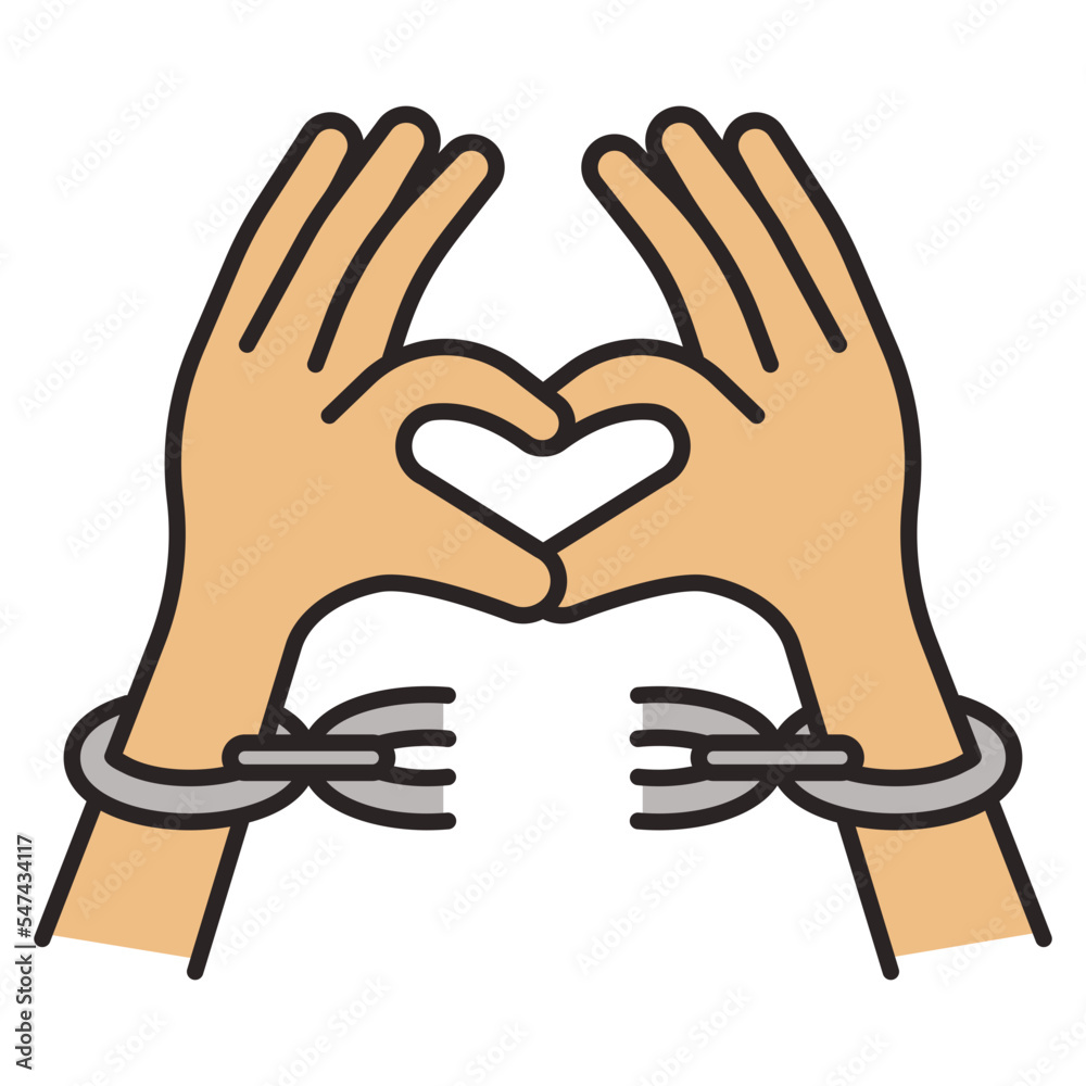 Obraz premium hands with handcuffs and heart