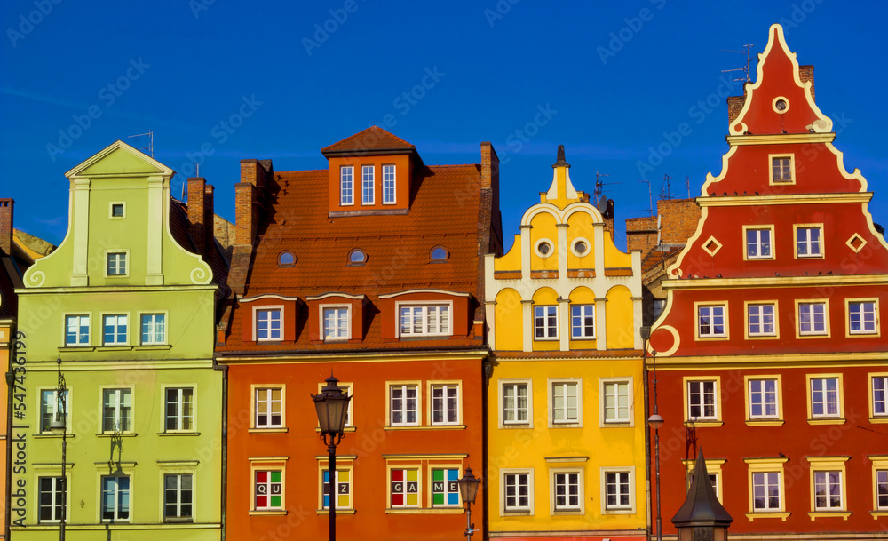 Colorful Old houses in old town, wroclaw, poland	
