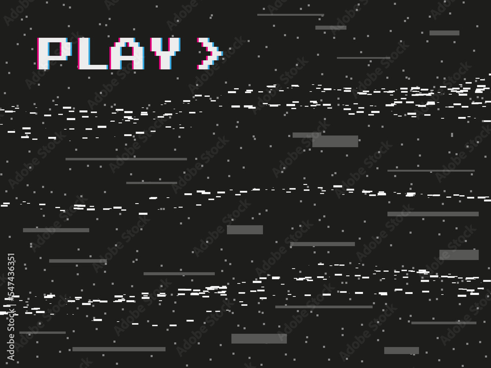 Grafika wektorowa Stock VHS glitch noise. Pixel texture. Art play