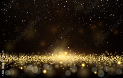 Abstract background. A golden glow with magical dust.