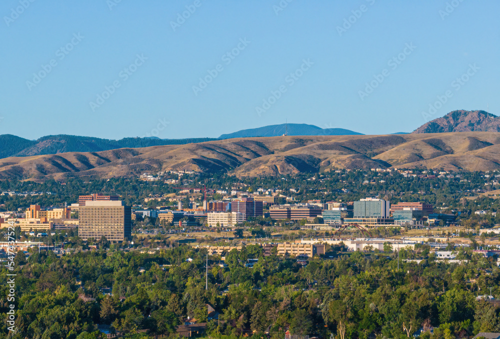 Aerial view of the skyline of Golden Colorado
