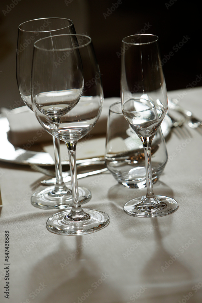 back light crystal goblets served on the table back light crystal goblets served on the table
