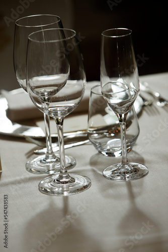 back light crystal goblets served on the table
