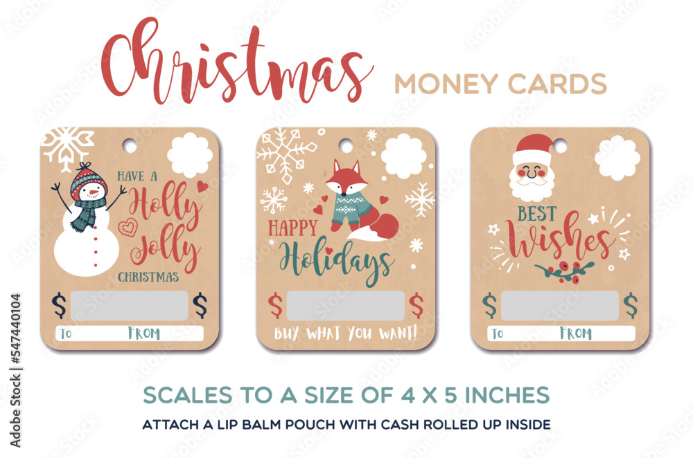 Happy Hollydays, Best wishes greeting cards. Christmas gift card, money card template. Happy Hollydays, Best wishes greeting cards. Christmas gift card, money card template.