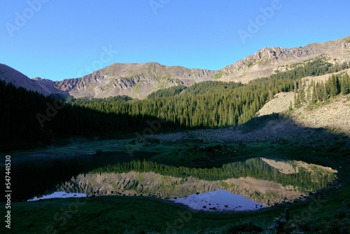 Beautiful shot of the reflective Williams Lake in the New Mexico mountains photo