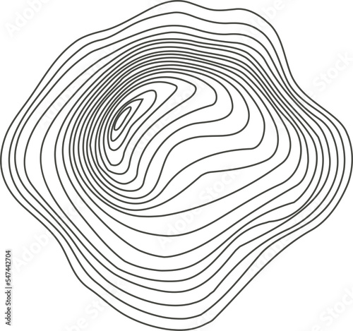 Topography line circles. Tree rings organic pattern. Nature wavy contour shape. Topographic icon. 